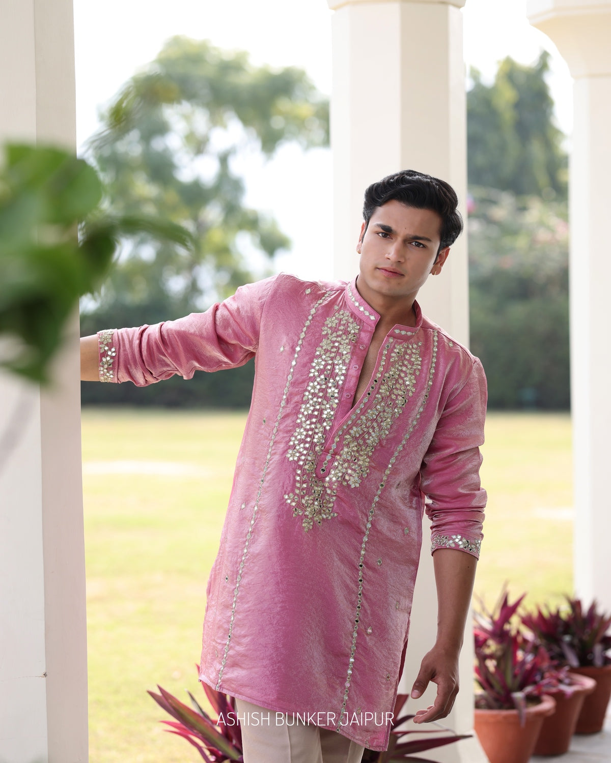 Gulabi Pink Tissue Kurta