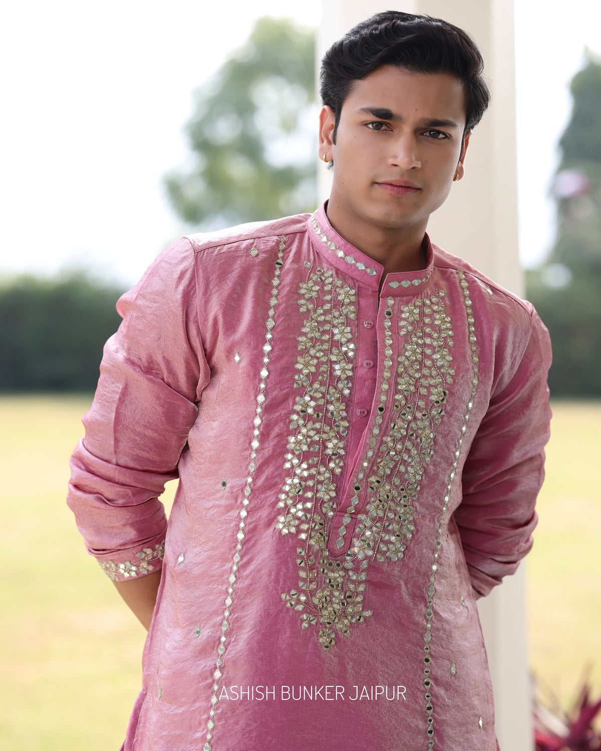 Gulabi Pink Tissue Kurta